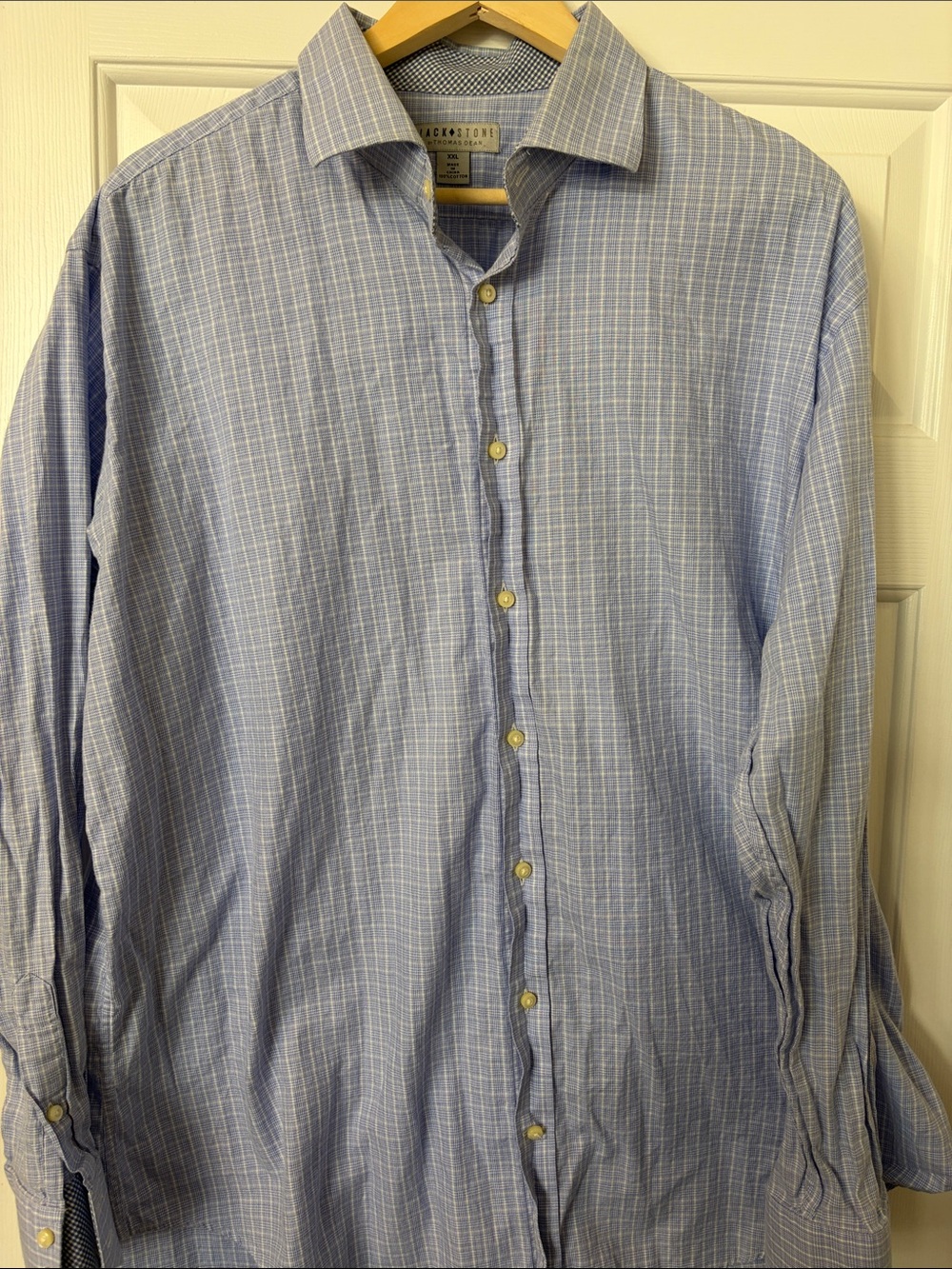 Thomas Dean Blue and White Checked Casual Button-Down Shirt